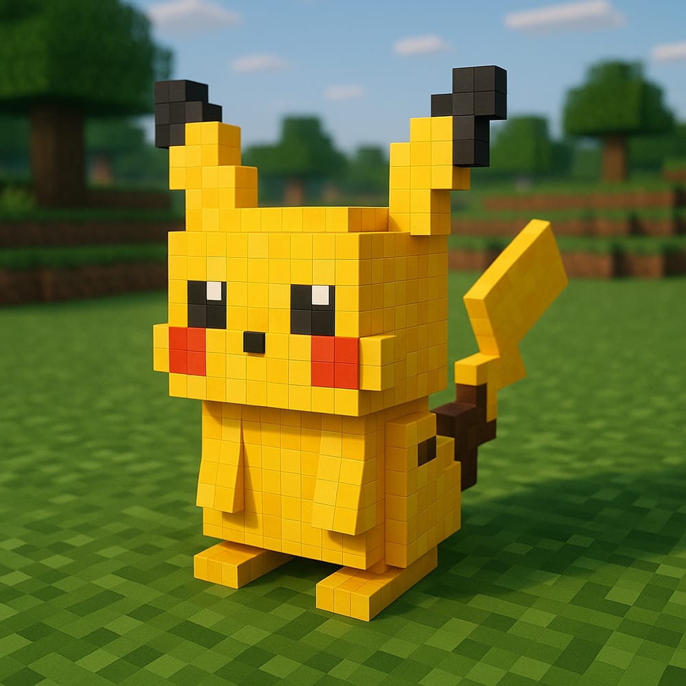 3D voxel-style Minecraft style Pokemon